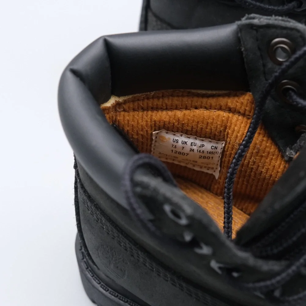 Timberland 6-Inch Boot Kids Toddler Size 7.5 Black‎ Waterproof Nubuck